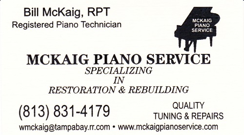 Bill McKaig Piano Technician Business Card