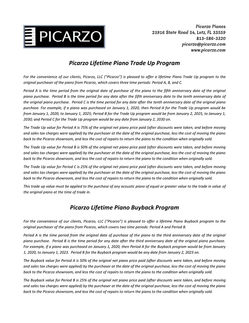 Trade Up and Buyback Program - Picarzo Pianos